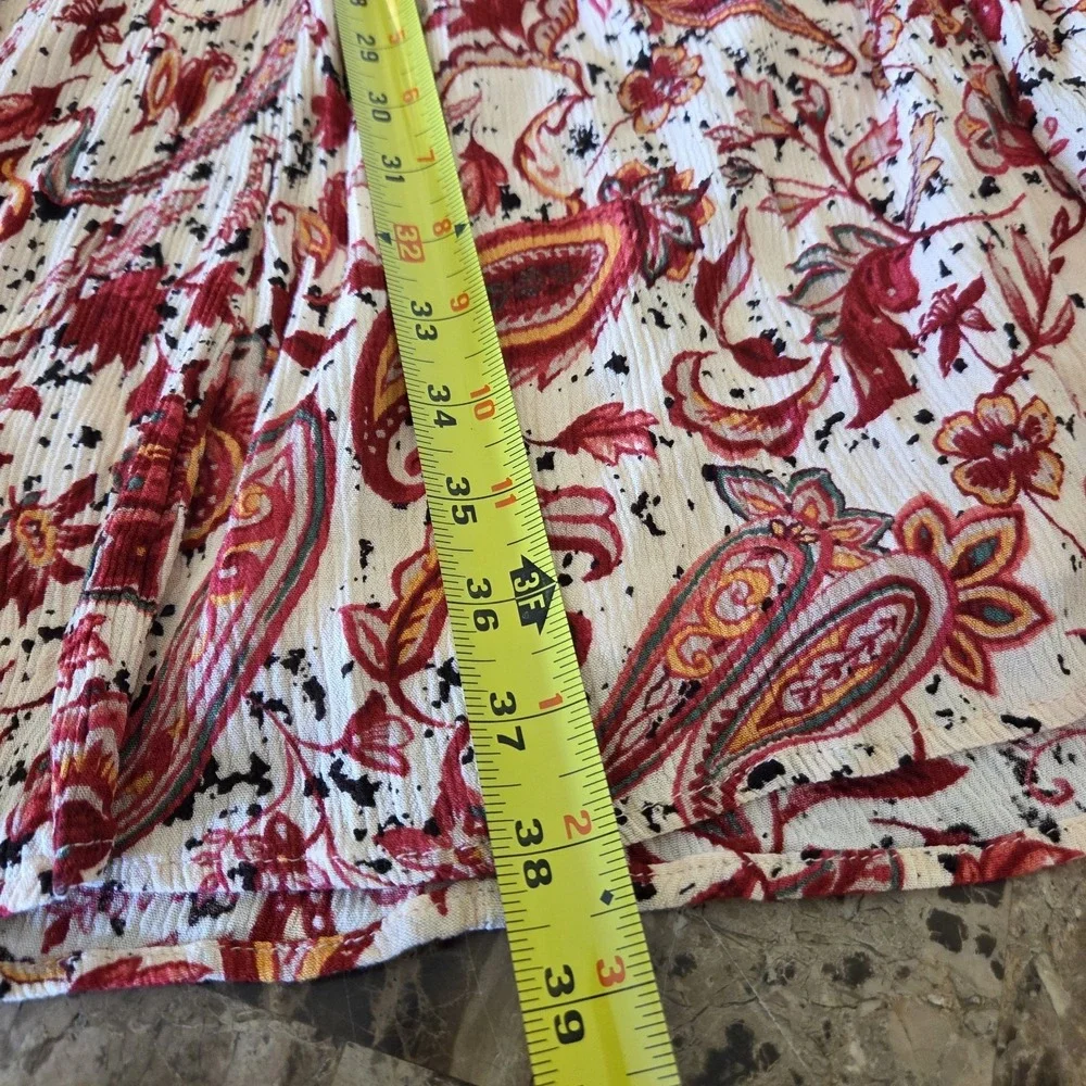 Torrid sz 4 paisley floral v-neck short slv shift dress tassel boho peasant - Picture 9 of 13